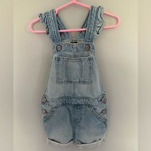 Gap Toddler Girls Jean Overalls with Ruffles on Straps